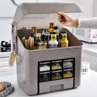 带盖调味调料盒酱油醋瓶糖盐罐子置物架抽屉式厨房用品收纳盒