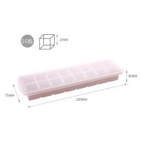 冰块模具硅胶冰格神器雪糕冻冰块带盖冰箱制冰盒家用圆形冰球|藕粉色方形【带盖大格】