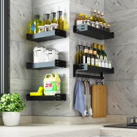 免打孔太空铝壁挂式墙上调料架挂锅铲调味品收纳盒