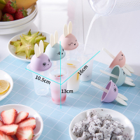 雪糕模具冰激凌冰棒冰棍冰格冰块冰糕做冰淇淋棒冰的模具家用|圆形6格小白兔(买2套送一套)