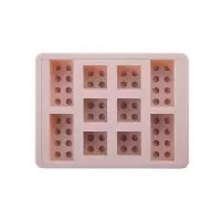 硅胶球形冰格创意可爱圆形做冰块模具家用冷冻型冰盒带盖|积木款[藕粉色]带盖