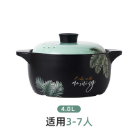 砂锅煲汤家用煤气灶专用耐高温煲汤锅沙锅瓦煲陶瓷小号汤锅炖锅|4L北欧绿叶砂锅