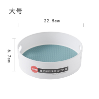 多功能旋转置物架防滑调味盒办公家用收纳放调料瓶果蔬盘厨房用品|大号白色+蓝色内圈