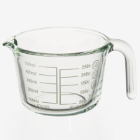 大容量玻璃量杯家用烘焙带刻度厨房毫升计量工具面粉克数刻度杯|500ml白刻度量杯(面粉克数)[微波、烤箱、蒸煮]