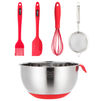 硅胶打蛋器家用鸡蛋搅拌器手动奶油打发器蛋抽烘焙工具|五件套掌柜推荐