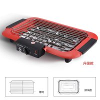 电烧烤炉家用 烤串室内无烟 烧烤用具烤肉炉盘小型大功率烧烤架子|升级款磨砂红(烤网+接油盘)