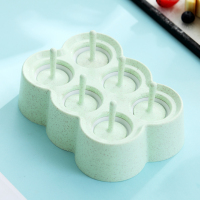 儿童雪糕模具盒冰淇淋模具冰格冰棍家用冰块模具小麦秸秆冰模|长方形冰棒模具[薄荷绿]