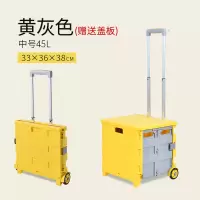 小拉车家用便携折叠市神器小推车迷你拉杆车手拉车|标准两轮中号45L-黄灰色(带盖)