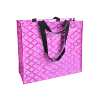 时尚手提外出旅行袋子防水便携短途旅行手提袋购物袋女包|玫红手提包(金葱膜)-40*45*18cm 横向大号