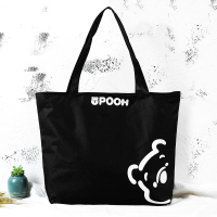 帆布包女单肩手提袋小清新环保购物袋手提包学生书包休闲包|黑色 横向中号