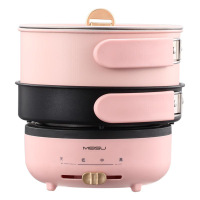 折叠锅便携式旅行电煮锅多功能一人食电火锅小型电炒锅学生锅|米粉色(旅行套餐)