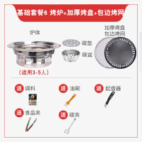 烤肉锅碳烤户外烧烤炉家用木炭圆形无烟小型烤肉炉不锈钢商用|烤炉+烤网+加厚盘(收藏送调料