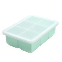 硅胶制冰盒冰箱冻创意带盖雪糕冰格辅食家用速冻器调酒冰块模具|6格绿色