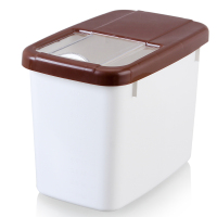 米桶塑料 储米箱米缸面粉桶防虫防潮加厚带盖20斤 10kg厨房储物盒|棕色15斤咖啡色
