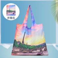 环保购物袋时尚可折叠轻便单肩包市袋随身手提包买菜包大容量潮|巴黎格调 纵向大号