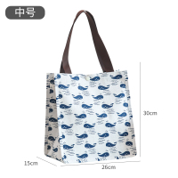 防水买菜包大容量购物袋环保学生手提包便当包手提袋帆布|中号蓝海豚 纵向大号