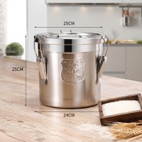 不锈桶50斤装储米箱防虫家用米缸20米罐10kg面桶30面粉收|[SUS304][带卡扣和密封圈]20斤送量米杯和洗米篮