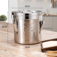不锈桶50斤装储米箱防虫家用米缸20米罐10kg面桶30面粉收|[SUS304][带卡扣和密封圈]80斤送量米杯和洗米篮