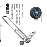 神器简易小拉车。买菜拖车搬运车便携多功能小推车静音水桶|中号电镀款可折叠拉杆车送2绑绳