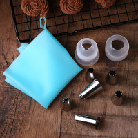 中号6粒裱花嘴 裱花转换器硅胶裱花袋挤奶油工具烘焙蛋糕裱花|6个中号花嘴+1个硅胶裱花袋+1个转换器