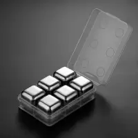 304不锈钢速冻冰块 制冰模具家用威士忌速冻金属冰粒冰格|6格带收纳盒(方形)