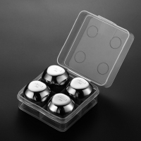 304不锈钢速冻冰块 制冰模具家用威士忌速冻金属冰粒冰格|4格带收纳盒(石头形状)