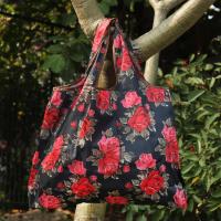旅行折叠购物袋防水单肩轻便携大号容量手提环保市买菜|大号黑玫瑰花 其他