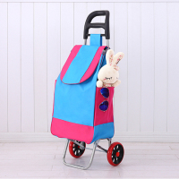 爬楼折叠小推车老人买菜拉杆车家用手拉车广告印刷logo|大号新款[PU轴承轮]加粗钢管防水布料