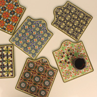 复古艺术陶瓷隔热垫锅垫餐具垫茶壶垫精美杯垫防烫砂锅垫花砖