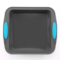 硅胶蛋糕模具12连硅胶模布丁果冻法式家用烤箱烘培模具|方盘深灰色