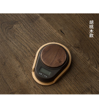 迷你茶叶克数称量器电子秤家用精准小型天平称专用计量厨房秤便携|茶叶称褐色+榉木托盘