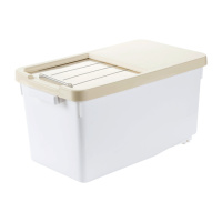 家用密封防虫装米桶储米箱 塑料防潮米缸15kg厨房加厚大米面粉桶|米色10kg