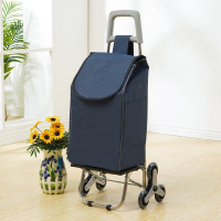 小拉车家用爬楼折叠拉杆车老人不锈钢手拉车轻便拖车|中款爬楼轴承轮[藏青布袋]