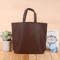无纺布袋手提袋印刷子购物袋logo环保袋加厚|咖啡色100个空白袋 横向大号
