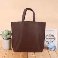 无纺布袋手提袋印刷子购物袋logo环保袋加厚|咖啡色100个空白袋 横向小号