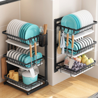 不锈钢免打孔放碗碟收纳盒碗筷盘子沥水架壁挂式挂墙上