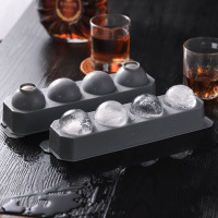 冰块模具 威士忌冰球模具 创意大冰格制冰盒制冰神器模具冻冰块盒|灰色圆形冰球【买二送一】