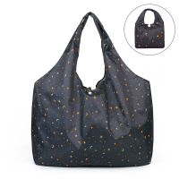加厚市购物袋防水环保袋折叠便携袋女单肩包实用大号|藏蓝星月 横向大号