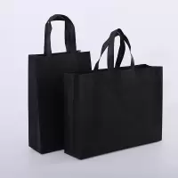 手提袋覆膜环保袋logo广告袋购物袋培训袋印字|立体袋黑色200个 横向中号
