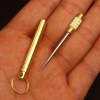 一体化牙签便捷剔牙神器黄铜筒不锈钢签钛合金身能水果签tc4|一体铜钛牙签(3支装)