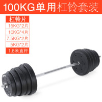 杠铃套装哑铃两用组合 家用举重深蹲健身器材 曲杆直杆小孔杠铃片|100公斤单用杠铃