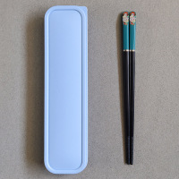 二段小孩创意餐具8岁家用筷单人装幼儿园5岁可爱合金便携儿童筷子|(蓝盒子)短款欢乐猫破损包赔