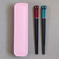 二段小孩创意餐具8岁家用筷单人装幼儿园5岁可爱合金便携儿童筷子|两双(粉盒子)短款女孩+男孩破损包赔