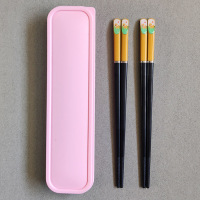 二段小孩创意餐具8岁家用筷单人装幼儿园5岁可爱合金便携儿童筷子|两双(粉盒子)短款柴犬2双破损包赔