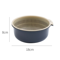 双层带盖塑料沥水篮密封水果五谷杂粮家用厨房干果收纳盒|小号无盖-蓝色