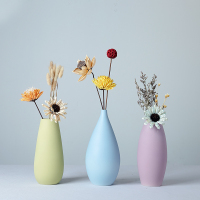 餐桌家居北欧现代小装饰品摆件创意干花插花器客厅清新小花瓶|米白色三件套含花套装