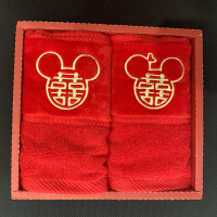 红色陪嫁水杯套装子牙刷杯牙缸婚庆结婚一对创意|毛巾2条(米老鼠）简装