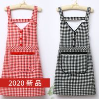 背带围裙女厨房防油污上班工作服加长棉布透气可爱无袖罩衣女薄款
