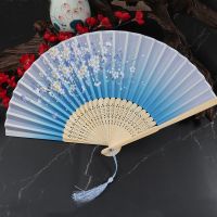 古风扇子汉服女扇子舞蹈扇子舞扇子中国风女折扇子女舞蹈演出旗袍|繁花似锦（白骨天蓝）