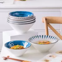 日式陶瓷大汤面碗家用牛肉面碗拌面泡面拉面斗笠碗复古水果沙拉碗